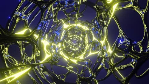Yellow and Blue Organic Dimension VJ Loop Background Animation in 1080HD