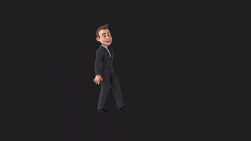 Fun 3D cartoon business man talking (with alpha channel)