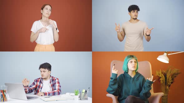 Multiscreen video of People who are hesitant., People Stock Footage ft ...