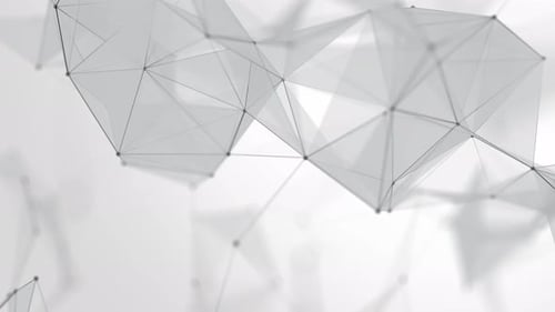 Abstrakter polygonaler Raum mit Punkten- und Linienbewegung, Hintergrund zur Präsentation von Geschäftsdaten