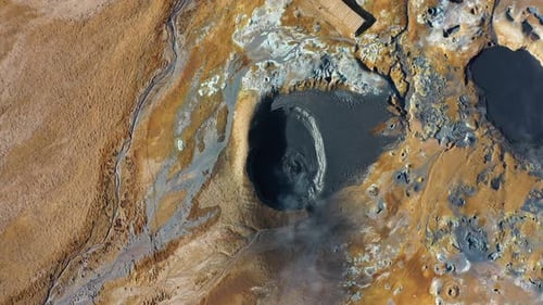 Aerial view of Hverir geothermal area, Iceland.