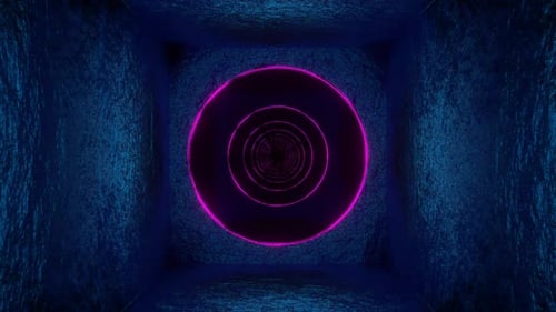 Blue And Pink Round Arch Tunnel Background Vj Loop In HD
