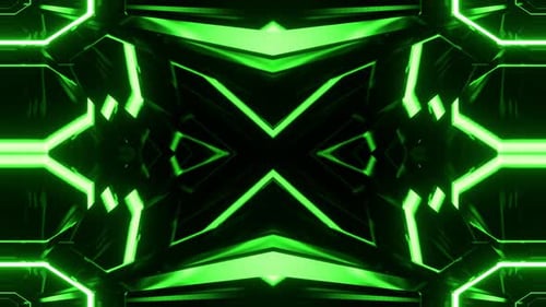 Green Linear Neon Symmetrical Kaleidoscopic Pattern Background Vj Loop In 4K