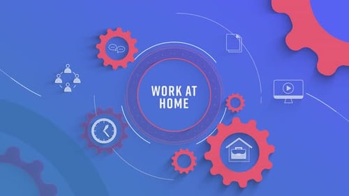 Flat Infographic Colorize Icons Background Work At Home Loopable Animation