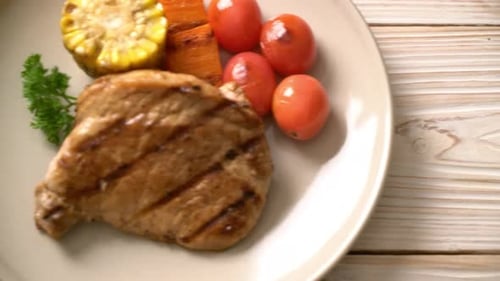 Delicious Grilled Pork Steak with Vegetables