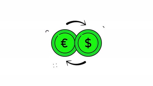 animated video of the euro to dollar exchange rate icon