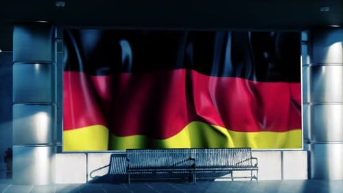 Germany National Waving Flag Displayed On Digital Screen At Airport