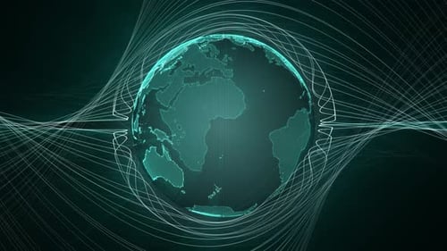Digital Earth Globe with Global Network Data Transfer Connections
