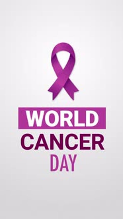 Modern Purple Ribbon World Cancer Day Title Reveal Animation
