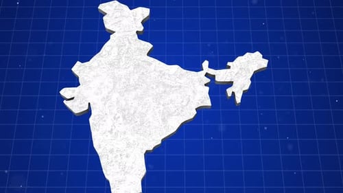 Carte 3D de l'Inde, fond de grille d'animation 4K