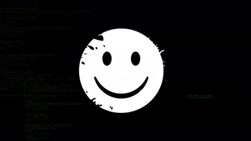 Digital Glitch Emoji Transformation from Happy to Angry