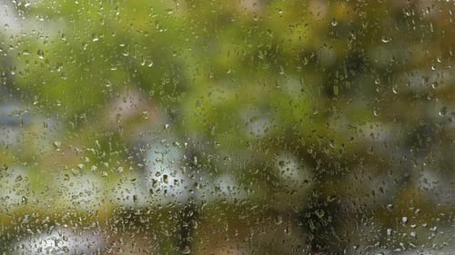 Rain Drops on Window Rainy Autumn Weather