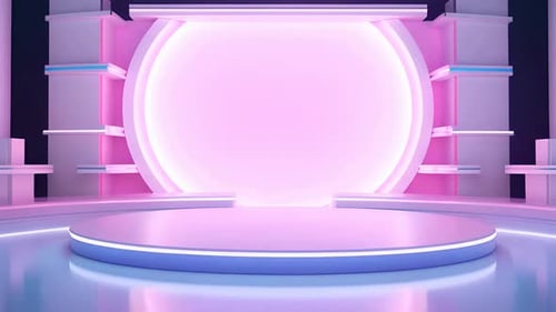 podium Futuristic showcase with platform for product displaying. Empty modern stage display