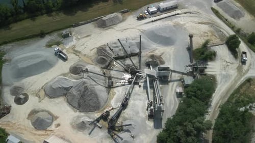 Sand Quarry Truck Aerial View
