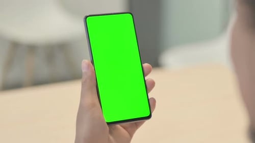 Close up of Male Hand Using Smartphone with Chroma Key