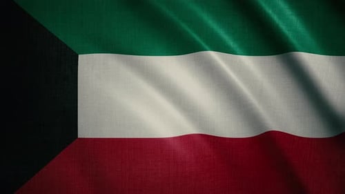 Realistic National Flag of Kuwait Waving Loop