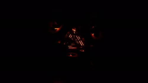 Orange Mystical Corridor With Abstract Neon Pattern Background Vj Loop In 4K