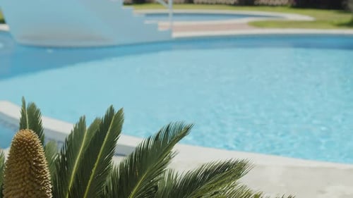 Calm blue water in the swimming pool.