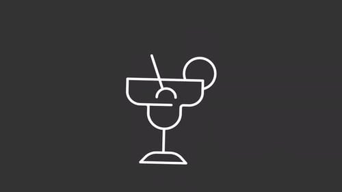Minimalist Margarita Cocktail Glass Line Drawing Animation