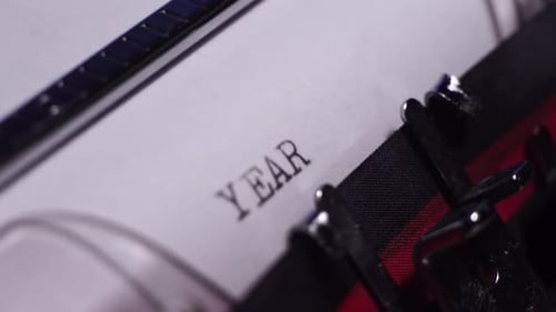 Year 1924, Typing on White Paper in Vintage Typewriter, Close Up