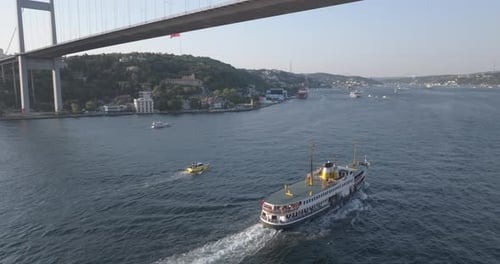 Istanbul Bosphorus Bridge Sea and Ships Aerial View 13