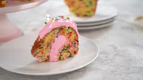 Delicious Slice of Birthday Cake With Sprinkles