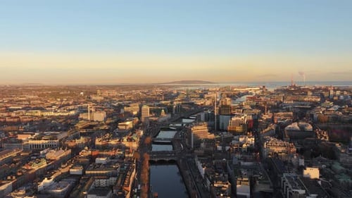 4k Cinematic Drone Footage flying over River Liffey - Co.Dublin - Ireland 01