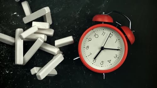 Chalk Falls on the Blackboard Filmed on a Highspeed Camera at 1000 Fps