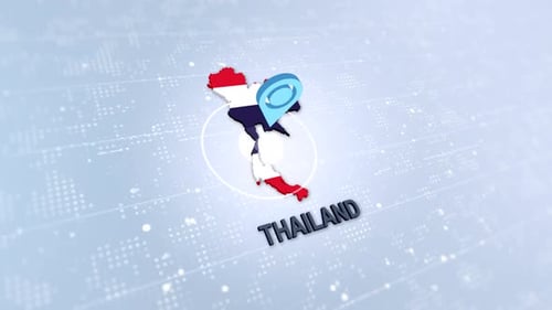 Animated 3D Map of Thailand with Pulsing Location Pin