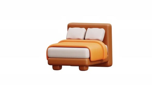 3D Animation Of Cozy Hotel Bed