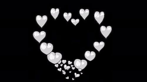 Animated Hand Drawn Hearts Reveal and Fall