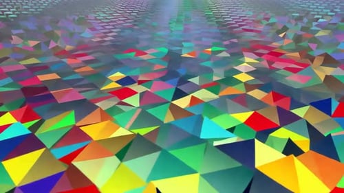 Vibrant Abstract Low Poly Geometric Surface Animation