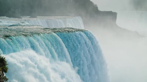 Slow Motion 180 Fps Video The Amazing Niagara Falls the Water of a Beautiful Blue Hue