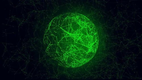 Plexus networking green planet sphere spinning. technology video concept. Network connection Vd 1006