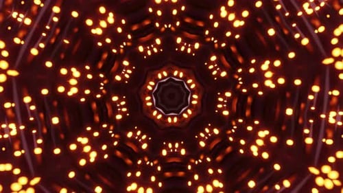 Very large and colorful looking object with lights on it. Kaleidoscope VJ loop