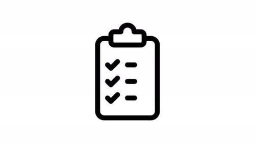 Animated Clipboard Checklist Icon with Checkmarks Reveal