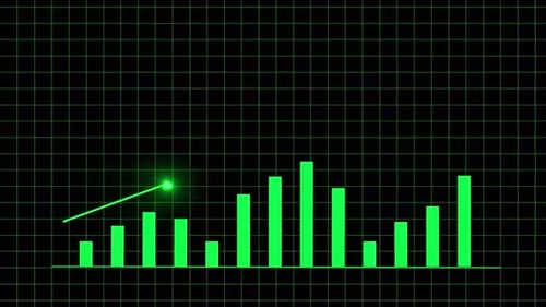 Animated Futuristic Business Data Graph on Digital Grid
