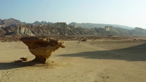 Drone view over an amazing rock formation in Qeshm, Iran