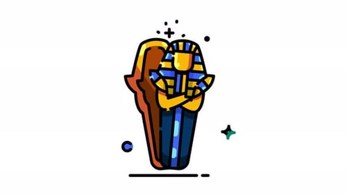 Animated Egyptian Pharaoh Sarcophagus Icon Loop