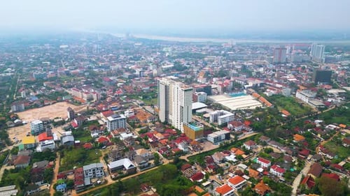 Aerial View of Modern High Rise Building in a Developing City