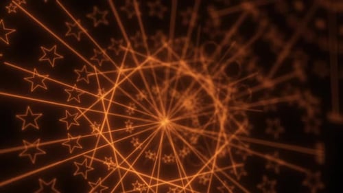 Abstract Glowing Orange Geometric Star and Line Pattern