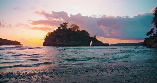 Island in the Form of a Hedgehog in the Rays of the Setting Sun