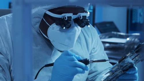 Engenheiro de microeletrônica afro-americano trabalha em um moderno laboratório científico de computação