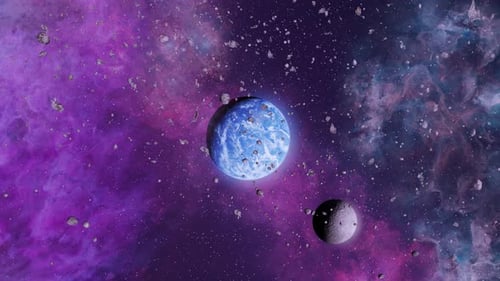 Die Erde und ihr Mond im Weltraum