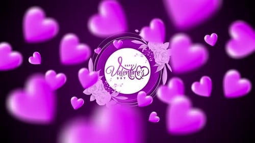 Floating Pink Hearts with Elegant Frame Background