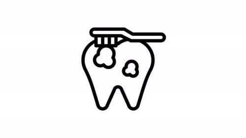 Animated Toothbrush Brushing Tooth Health Care Line Icon