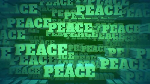Dynamic 3D Text Animation of Repeating Peace Word
