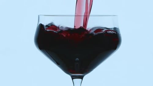 Close Up of a Red Wine Being Poured Into the Wine Glass in Slow Motion