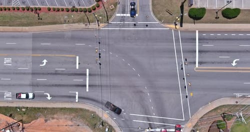 Aerial View of City Intersection Traffic