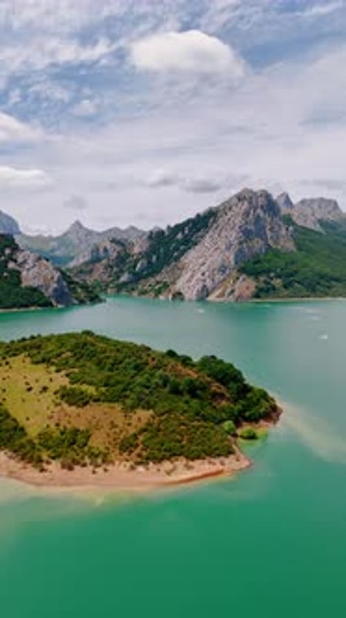 Mountain Lake Aerial View with Turquoise Water